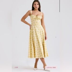 LIKE NEW House of CB Carmen Dress - Yellow Floral Print